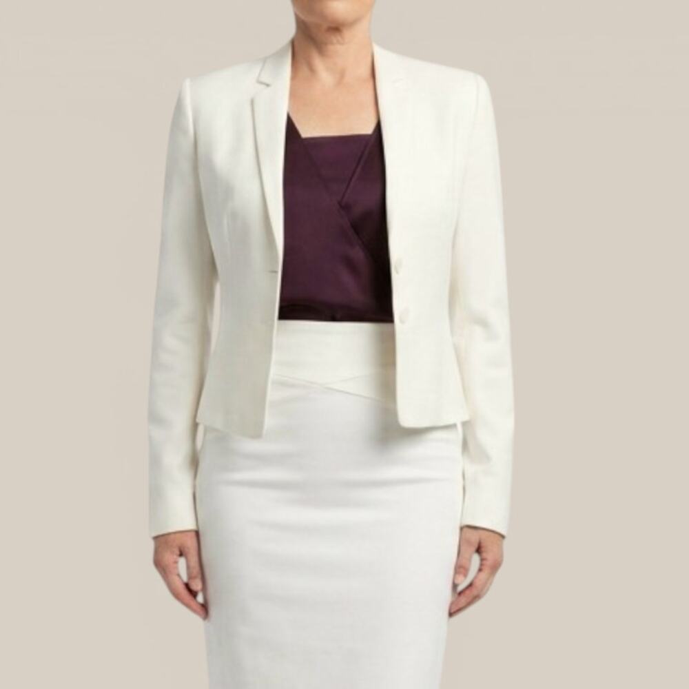Boss Hugo Boss Alesca NWT Off White Pique Blazer 6 Cupro Lined Suit Jacket - Picture 3 of 8